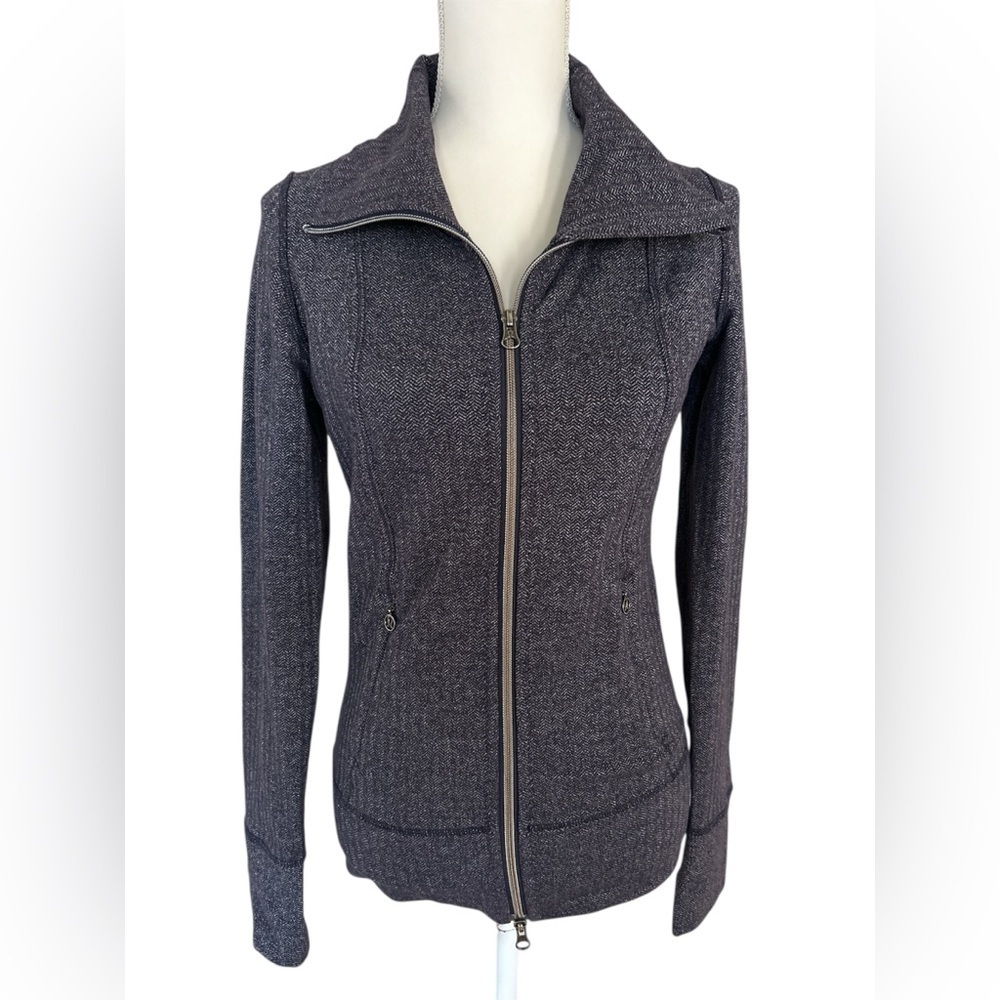 Lululemon Athletica Navy Herringbone Full Zip Jacket